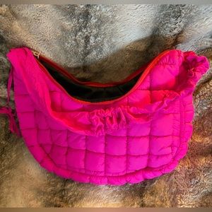 Hot pink puffer bag. Adjustable strap. Bnwot.